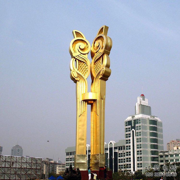 公園地標(biāo)雕塑廠家 戶(hù)外擺件  烤漆不銹鋼地標(biāo)雕塑小品