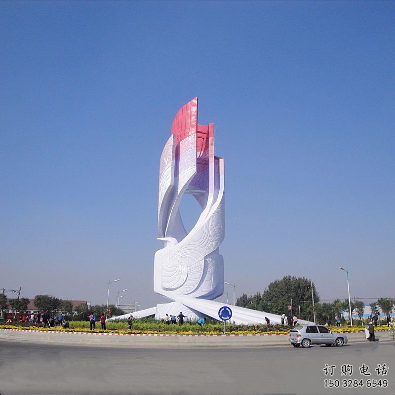 廣場標示牌雕塑廠家  烤漆公園小品 現代不銹鋼標示牌雕塑