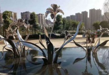 廣場蘭花雕塑廠家  戶外花卉小品  大型不銹鋼蘭花雕塑廠