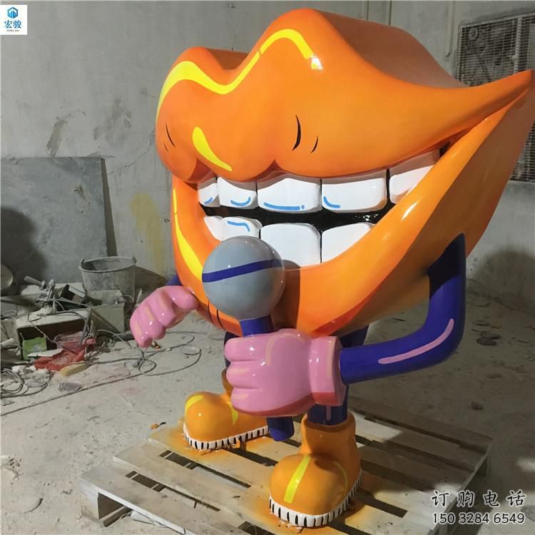 彩繪嘴唇雕塑廠家  現代擺件 街頭不銹鋼嘴唇雕塑廠