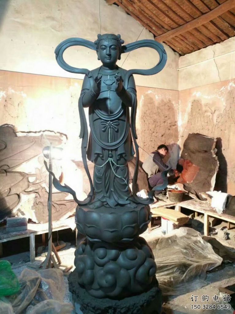 烤漆金童玉女雕塑廠家 彩繪小品 室內金童玉女雕塑