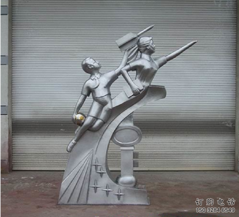 鏡面飛躍雕塑廠家 大型擺件  校園不銹鋼飛躍雕塑