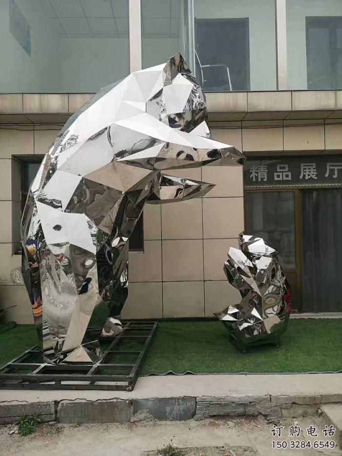 鏡面北極熊雕塑廠家 大型擺件  創(chuàng)意北極熊雕塑廠