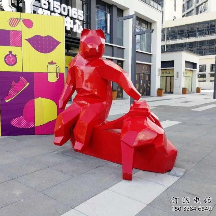 烤漆北極熊雕塑廠家 廣場小品  現(xiàn)代北極熊雕塑擺件