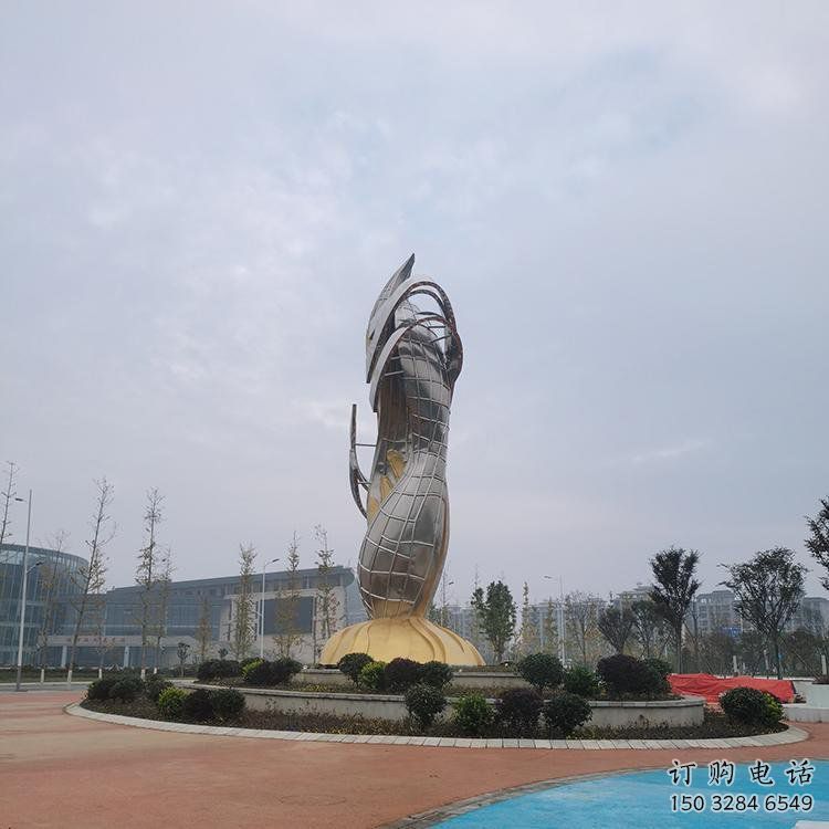 廣場(chǎng)雙魚雕塑廠家  現(xiàn)代創(chuàng)意小品  烤漆不銹鋼雙魚雕塑擺件