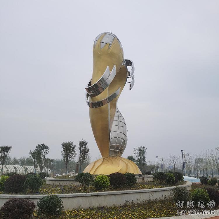 公園雙魚(yú)雕塑廠家 戶外擺件  烤漆不銹鋼雙魚(yú)雕塑小品