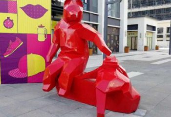 烤漆北極熊雕塑廠家 廣場小品  現(xiàn)代北極熊雕塑擺件