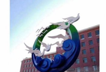 烤漆群鳥雕塑廠家  現代創意小品  公園不銹鋼群鳥雕塑擺件