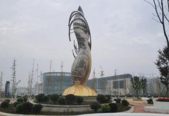 現代雙魚雕塑廠家 大型別墅區擺件  創意不銹鋼雙魚雕塑小品