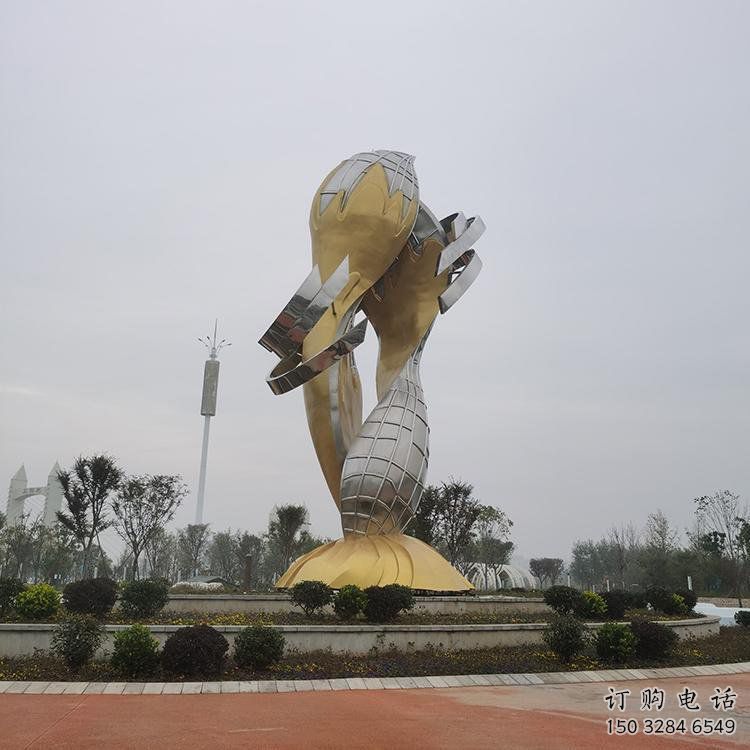 戶外雙魚(yú)雕塑廠家 噴漆小品  現(xiàn)代不銹鋼雙魚(yú)雕塑擺件