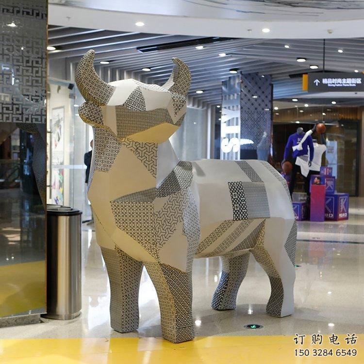 鏤空牛雕塑 動物不銹鋼雕塑