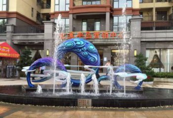 噴泉雕塑廠家，房地產(chǎn)樓盤水景，不銹鋼噴泉水景雕塑廠