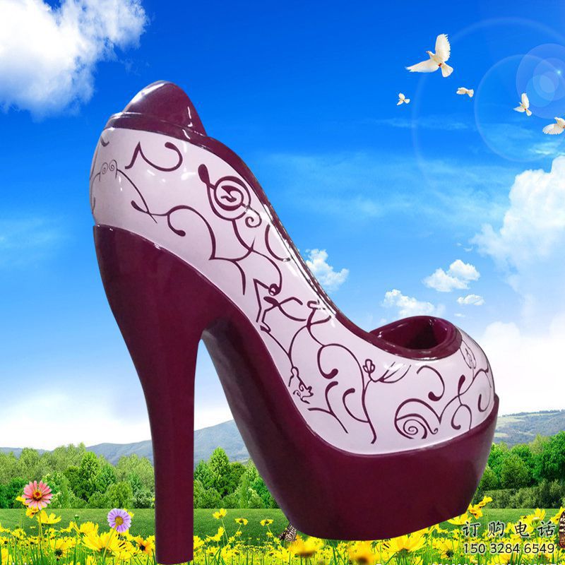 制作公園高跟鞋雕塑 店門口雕塑 彩繪工藝擺件