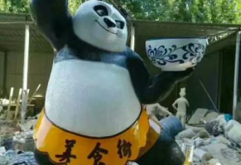 仿真熊貓雕塑加工 店門口園林雕塑 卡通動物小品
