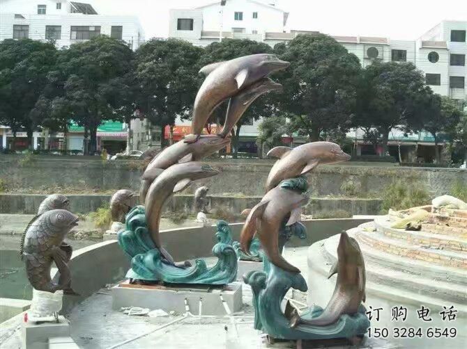 現代海豚雕塑制造商 大型城市雕塑 商業街擺件