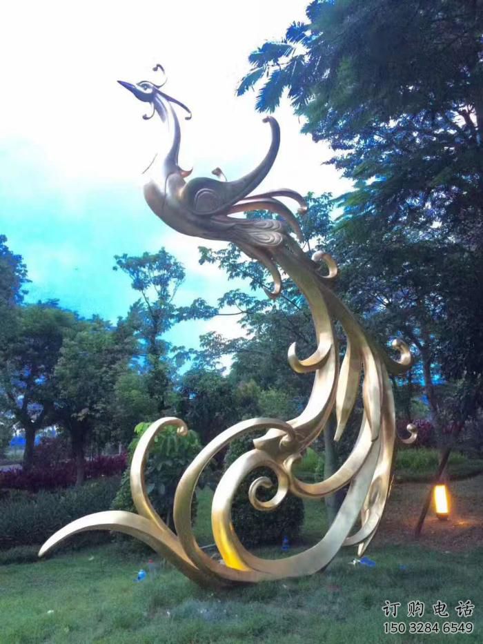 預(yù)定古銅色鳳凰雕塑廠家 大型城市雕塑 商業(yè)街?jǐn)[件