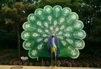 訂購酒店孔雀雕塑 庭院仿真雕塑 彩繪小品