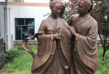 牛郎織女不銹鋼雕塑 庭院神話雕塑 彩繪擺件