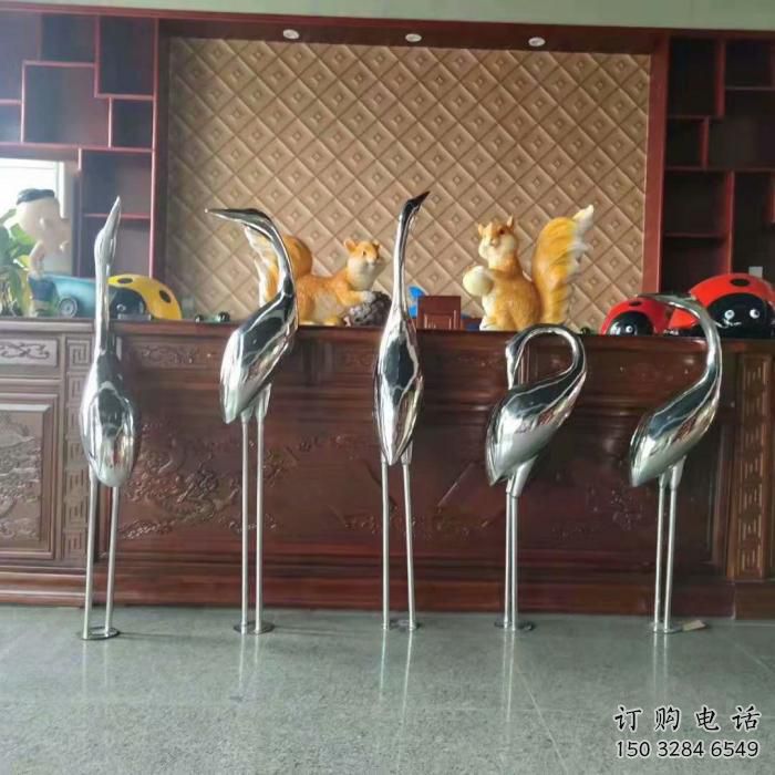 大型不銹鋼丹頂鶴雕塑 步行街宣傳雕塑 仿真擺件