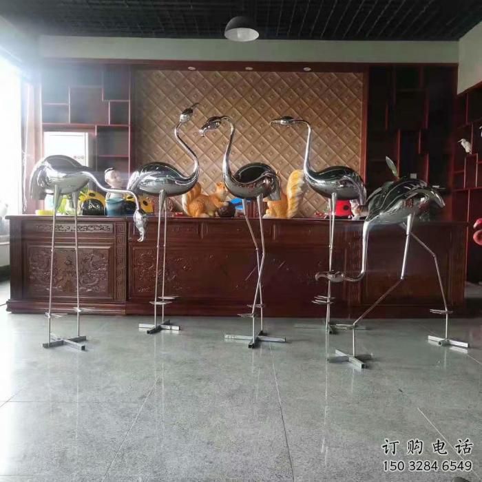 售樓處不銹鋼丹頂鶴雕塑 商業(yè)街仿真雕塑 動(dòng)物擺件雕塑