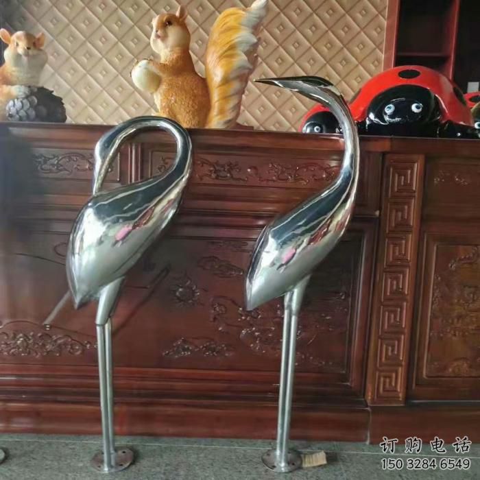 園林丹頂鶴雕塑 風景區不銹鋼仿真雕塑 廣場小品
