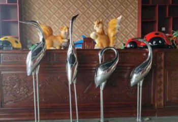 仿真不銹鋼丹頂鶴雕塑 酒店公園雕塑 風(fēng)景區(qū)擺件