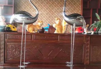 不銹鋼商場丹頂鶴雕塑 仿真動物雕塑 店門口小品