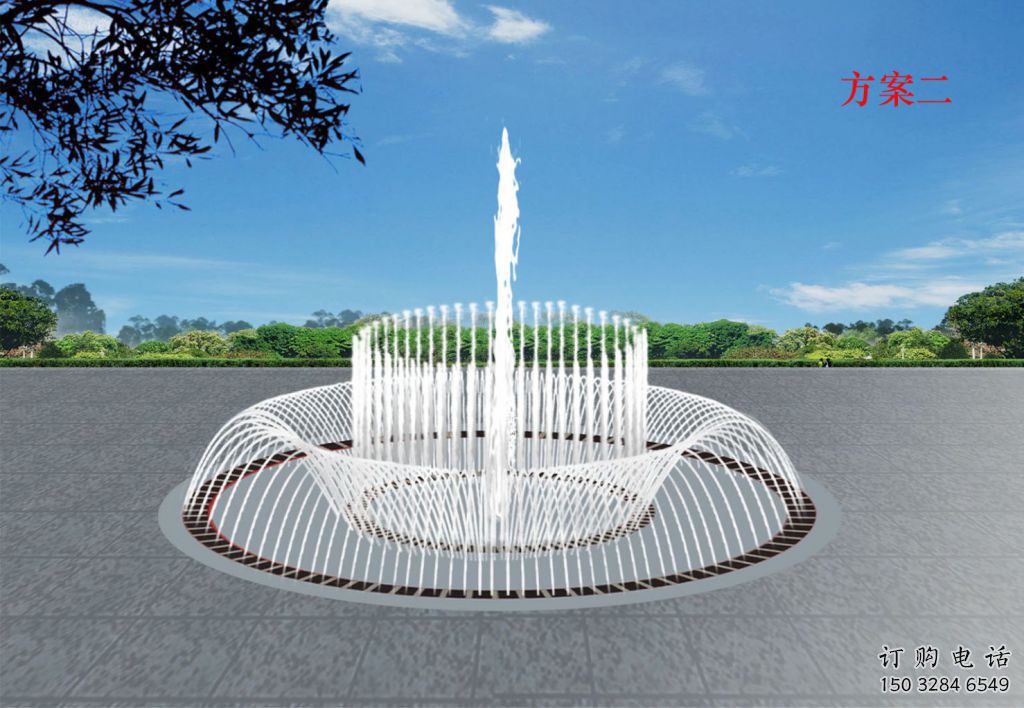 選用噴泉雕塑，燈光數(shù)控效果，公園廣場大型噴泉雕塑