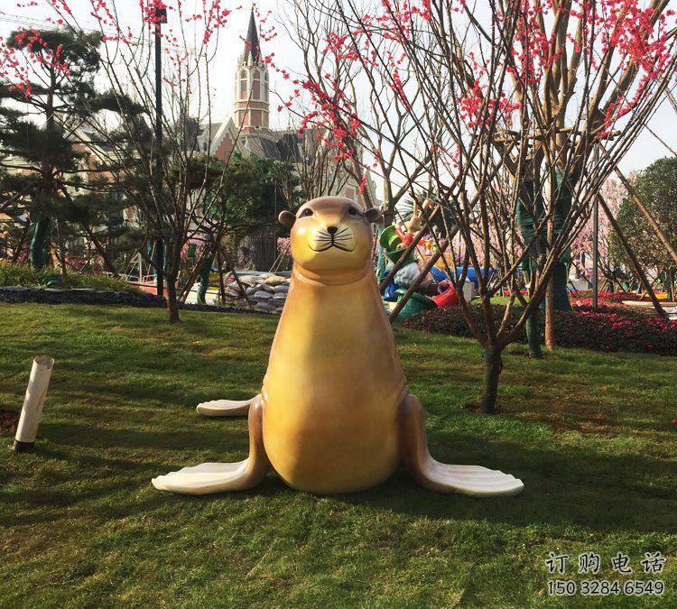 生產售樓處海豹雕塑 商業(yè)街仿真雕塑 海洋生物擺件