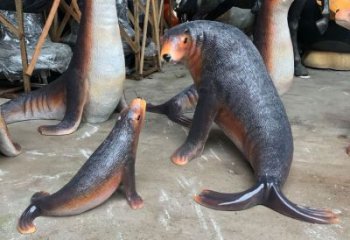 彩繪海豹雕塑廠家 仿真雕塑 步行街?jǐn)[件