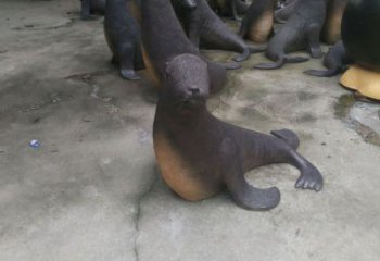 酒店海豹雕塑承接 庭院仿真雕塑 彩繪小品