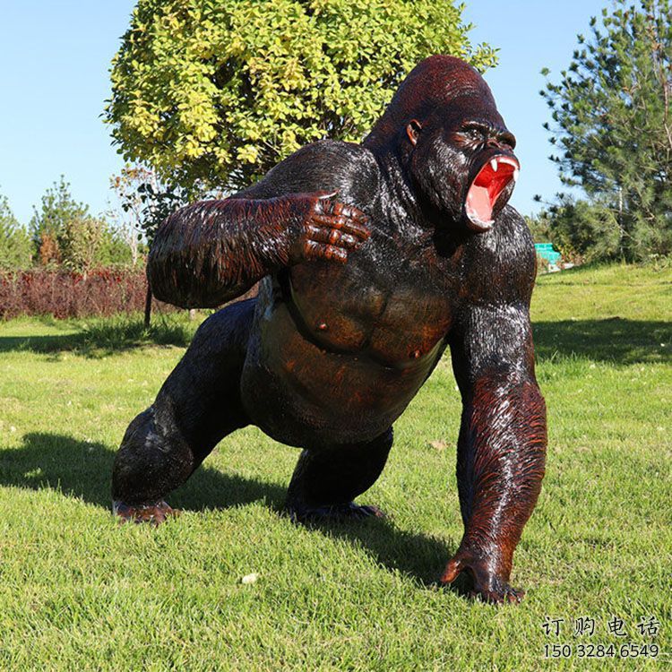 海南廣場猩猩雕塑，動物擺件，仿古工藝