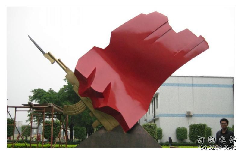 預用校園紅旗雕塑廠，拉絲黨建雕塑，抽象主題