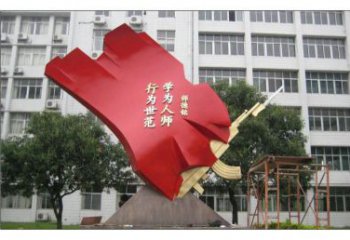 城市紅旗雕塑生產(chǎn)廠家，烤漆黨建雕塑，古銅效果