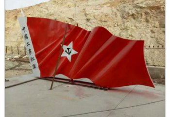 指用景區(qū)紅旗雕塑，戶外革命雕塑，鐵藝材質(zhì)