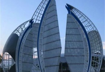 售樓部帆船雕塑廠家，噴砂發(fā)光雕塑，烤漆題材