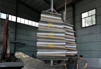 景區(qū)帆船雕塑常用，鍍金歐式雕塑，鐵藝材質(zhì)