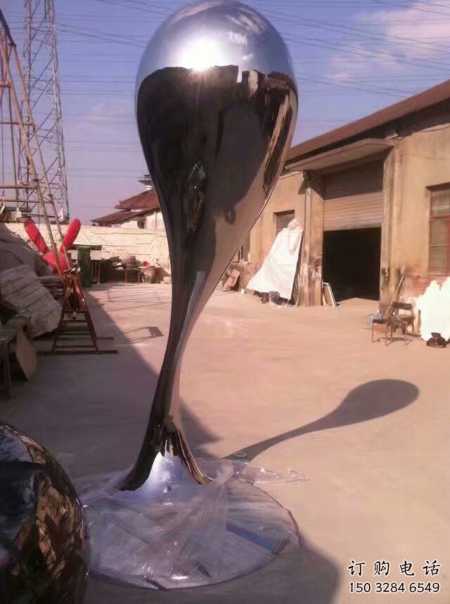 別墅區(qū)水珠雕塑廠家 大型別墅區(qū)雕塑 不銹鋼剪影雕塑