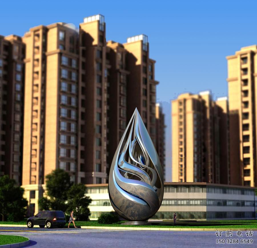 彩繪水珠雕塑廠家 電鍍現代雕塑 公園雕塑