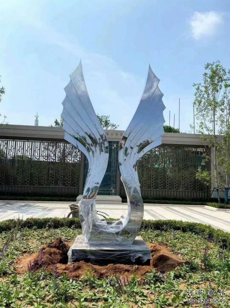 廣場(chǎng)翅膀雕塑制作廠家，抽象水景雕塑，抽象效果