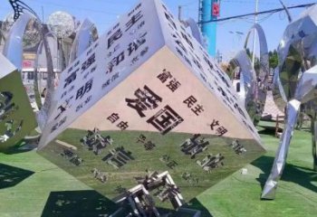 承接啞光魔方雕塑 拉絲景觀小品 步行街雕塑生產(chǎn)商