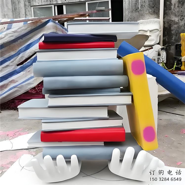 書(shū)雕塑廠家，重疊造型結(jié)構(gòu)，公園戶(hù)外不銹鋼雕塑 (4)