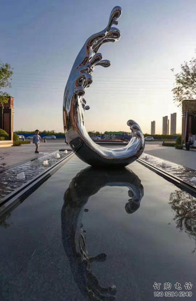 游樂場浪花雕塑廠家 發光公園波浪雕塑 噴漆波浪雕塑