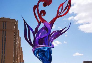 彩繪浪花雕塑制作廠家 電鍍現(xiàn)代波浪雕塑 公園波浪雕塑