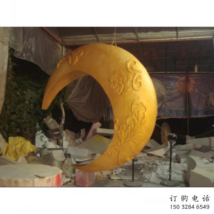 景區月亮雕塑加工廠家，鍍金歐式雕塑，鐵藝材質