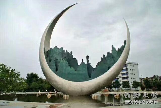 農村月亮雕塑制造商，鏤空景觀雕塑，抽象效果
