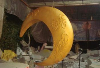 景區(qū)月亮雕塑加工廠家，鍍金歐式雕塑，鐵藝材質(zhì)
