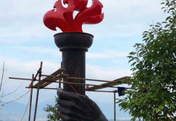 大門口火焰雕塑供應(yīng)廠家 發(fā)光公園小品 仿真雕塑