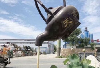 抽象天壺雕塑廠家 啞光懸空雕塑 室內(nèi)流水雕塑