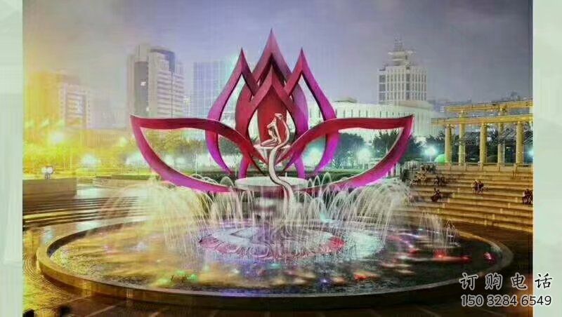 蓮花噴泉雕塑，水秀噴泉雕塑，循環(huán)噴水蓮花雕塑制作
